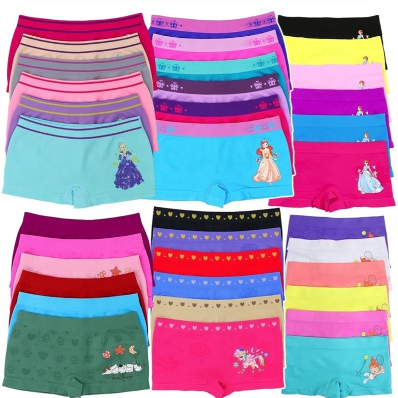 NWT ~ BRAND NEW ~ Set/6 Girls Multicolor Boyshorts Panties Underwear ~ LARGE