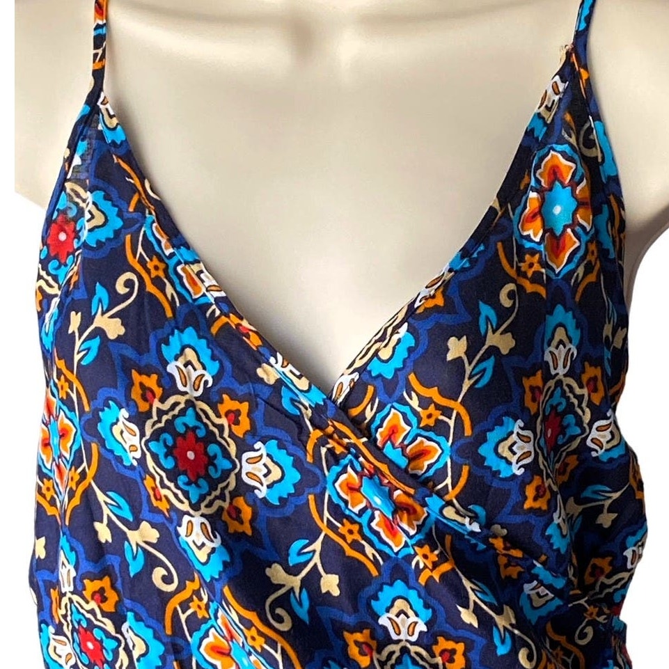 NWT ~ YOUNG USA Blue Bohemian Paisley Wrap Front Boho Romper ~ Women's MEDIUM