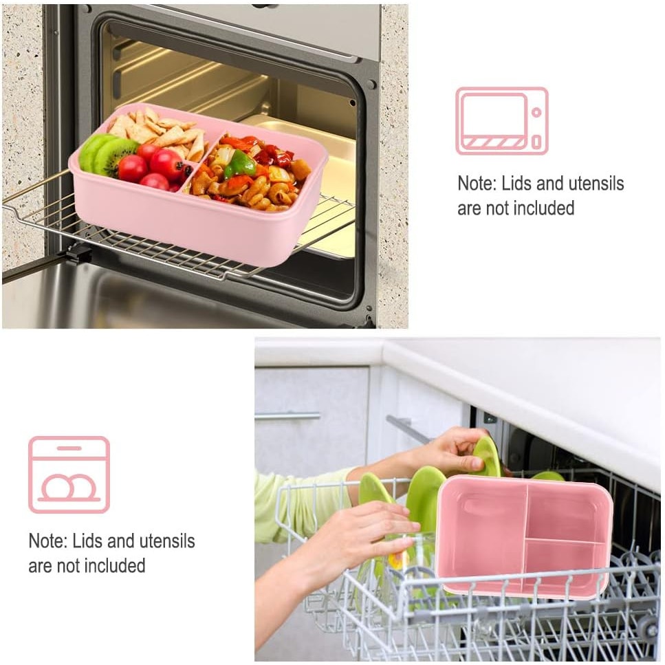BRAND NEW ~ Pink 1400 ML Leakproof BPA Free Lunch Bento Box Container & Utensils