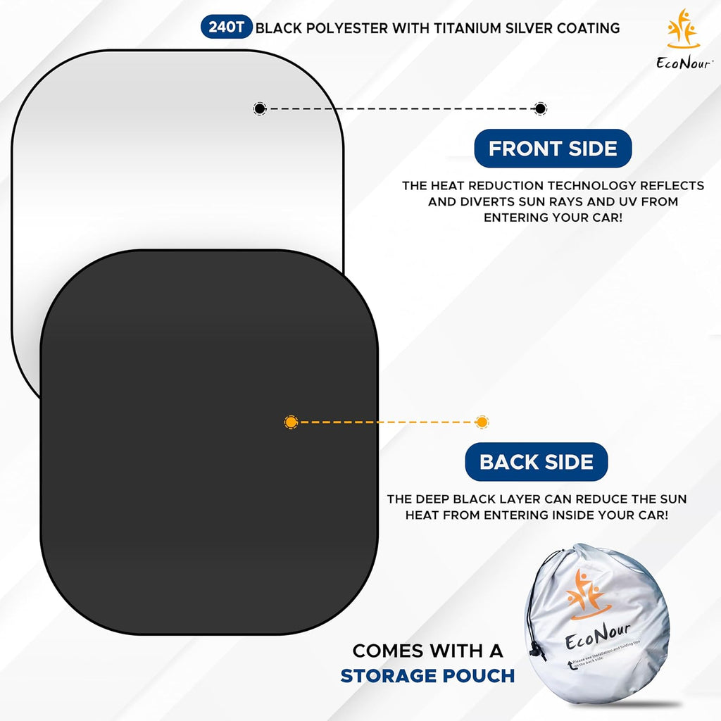 BRAND NEW ~ EcoNour Car Windshield Foldable Universal Sun Shade ~ 2@ 31x28 each