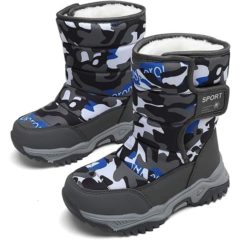 BRAND NEW ~ Camouflage Blue & Gray Camo Winter Snow Boots ~ Women's Size 8