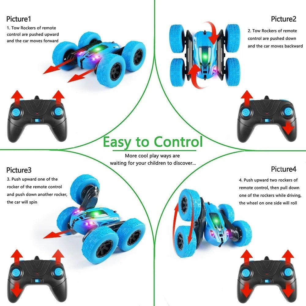 BRAND NEW ~ Blue Rechargeable Remote Control Double Sided 4WD RC Car Headlights