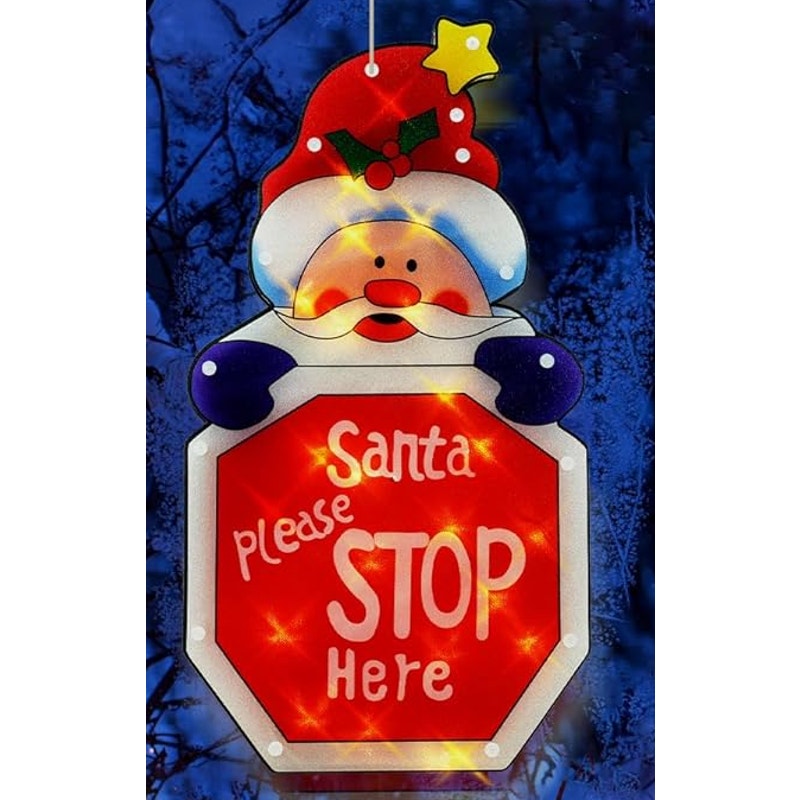 NWT ~ Set/ 3 Large 18" Santa Claus & Tree Shaped Festive Christmas Window Lights