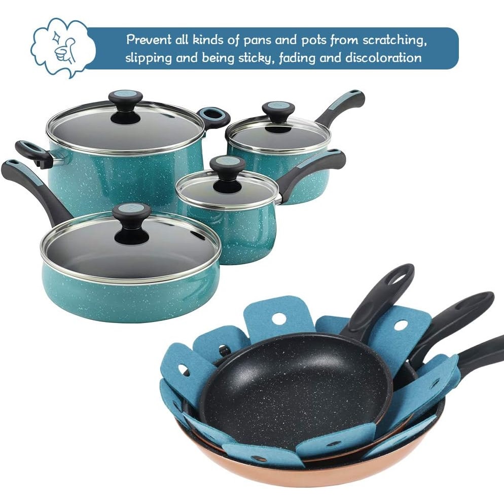 BRAND NEW ~ Set/12 Assorted Sizes Cyan Blue Pot & Pan Moving Storing Protectors