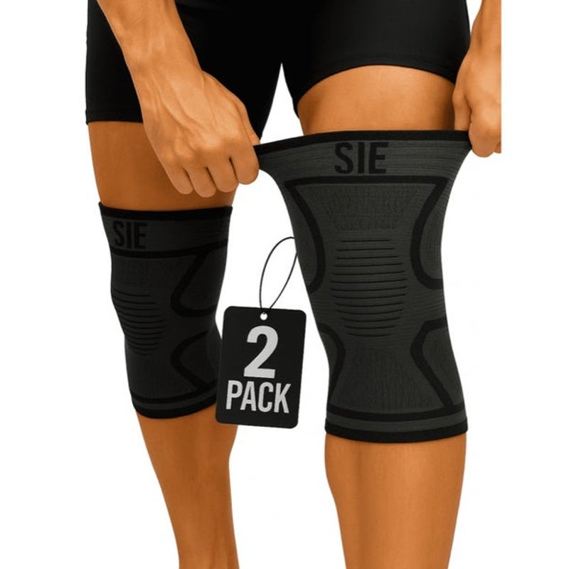 BRAND NEW ~ Set/2 Compression Sleeve Knee Braces Pain Relief Arthritis ~ MEDIUM