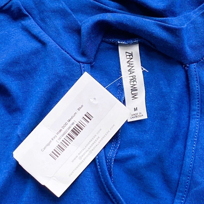 NWT ~ ZENANA PREMIUM Bright Royal Blue Carrigan Keyhole Pockets Tunic Dress ~ M