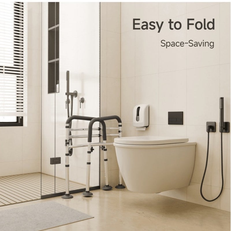 BRAND NEW ~ Adjustable Foldable Toilet Safety Rail Frame with Handles 350 limit