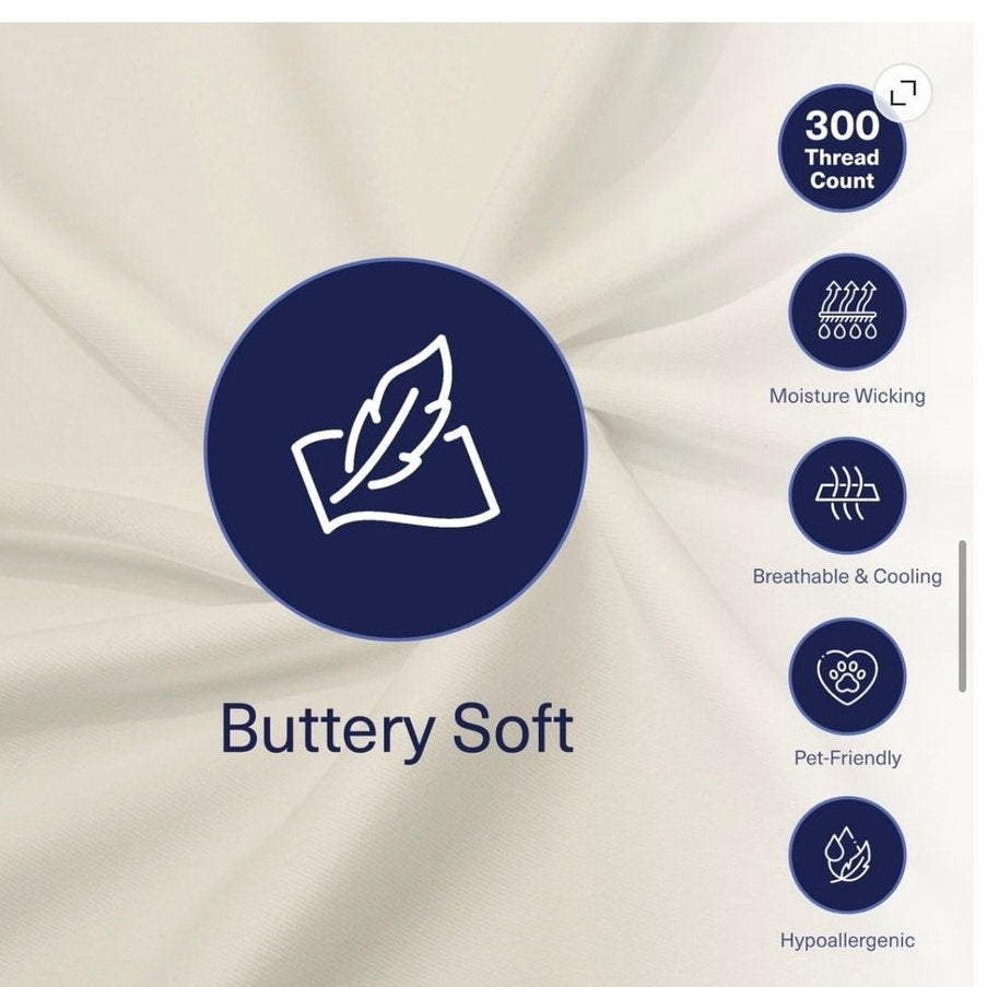 BRAND NEW ~ Buttercream QUEEN 4pc Organic Bamboo Viscose Cooling Bed Sheets Set