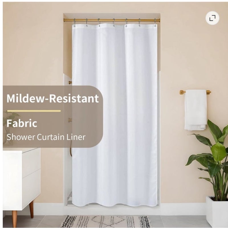 BRAND NEW ~ White Fabric Water-Repellent Stall Shower Curtain ~ 36" x 72"