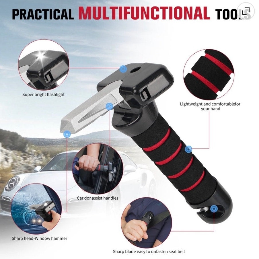 BRAND NEW ~ 4 in 1 Vehicle Car Support Assist Handle LED Light Seatbelt Cutter