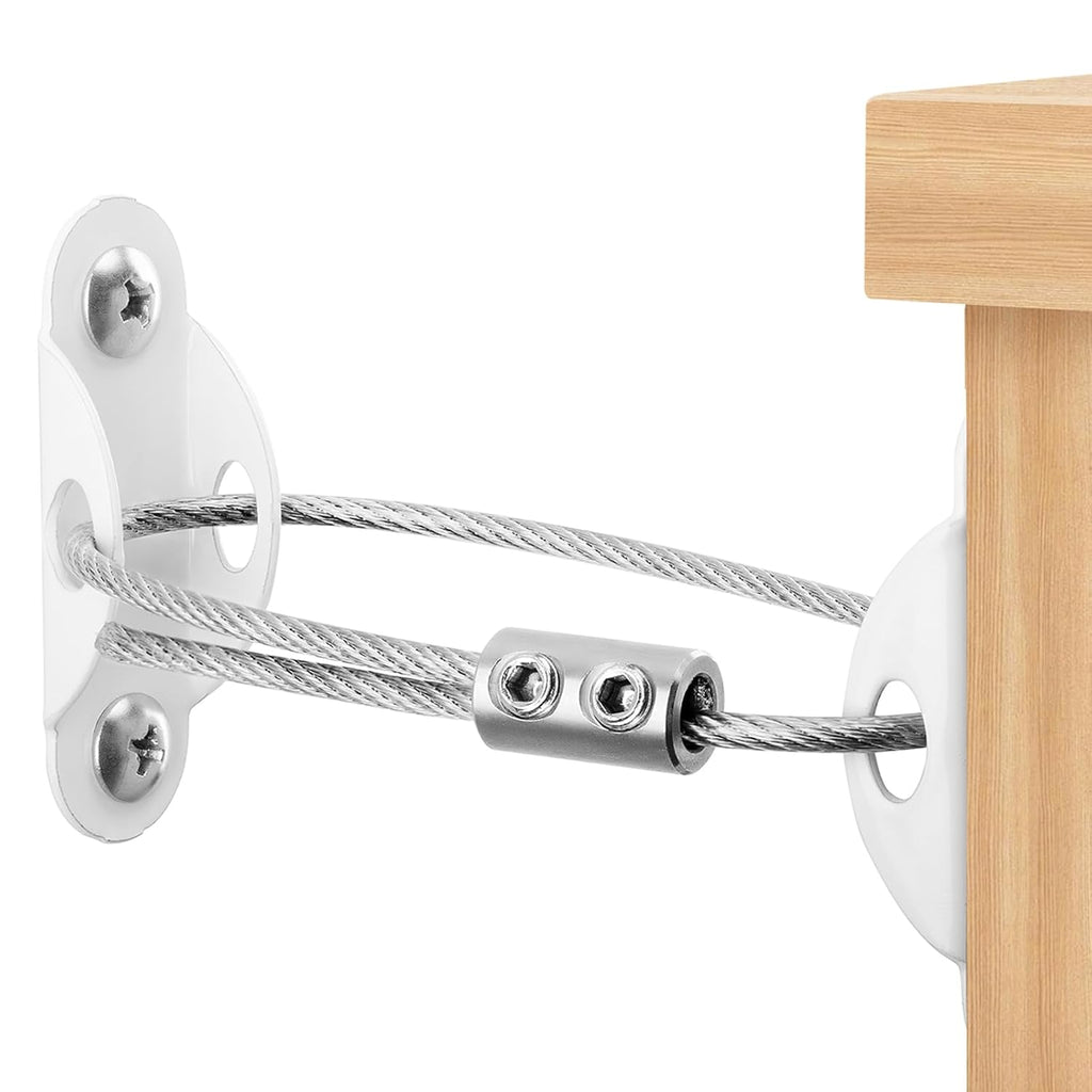 BRAND NEW ~ White Heavy Duty 4 Pack Anti Tip Baby Proofing Furniture Anchors