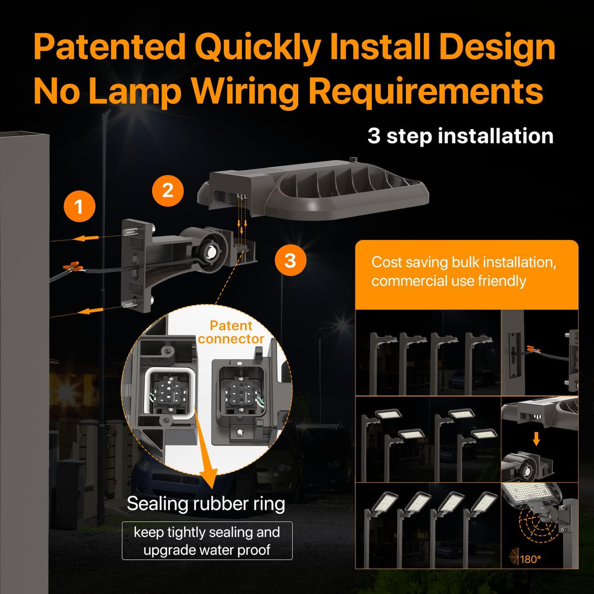 BRAND NEW ~ Adjustable Arm Mount LED Backyard Driveway Street Light 200W 480V
