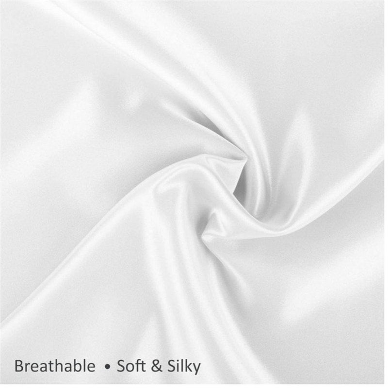 BRAND NEW ~ Set/2 QUEEN Size White Satin Pillowcases with Zipper ~ Soft & Cool