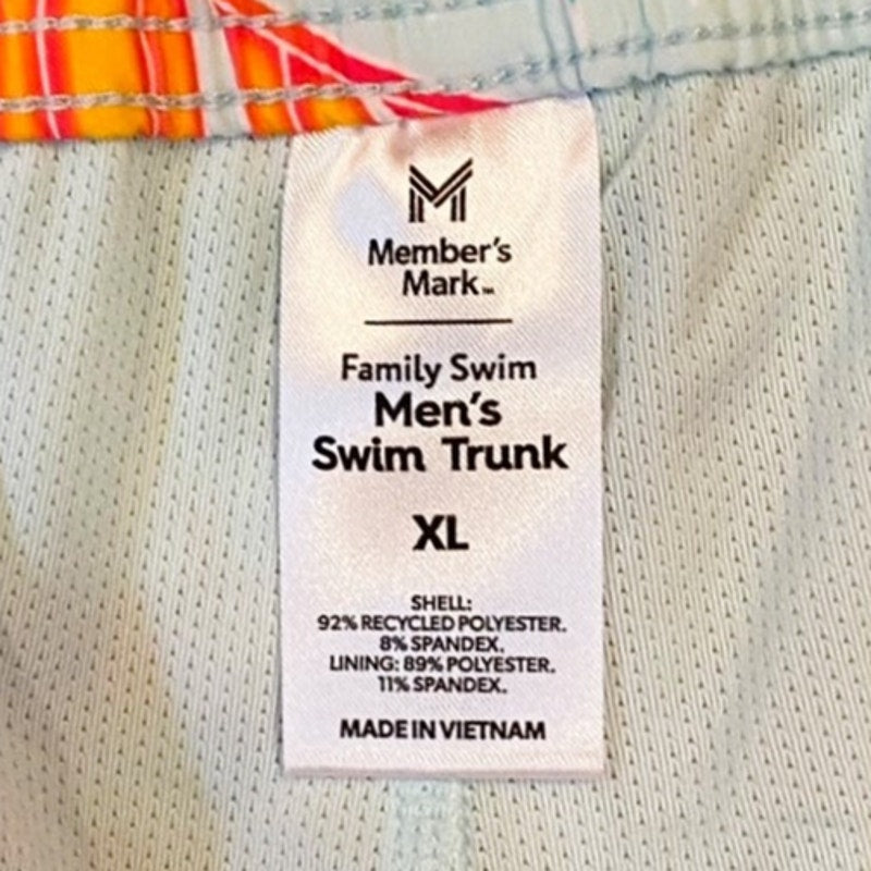 NWT - MEMBERS MARK Bright Tropical Swim Trunks Swimsuit ~ Men's Size XL