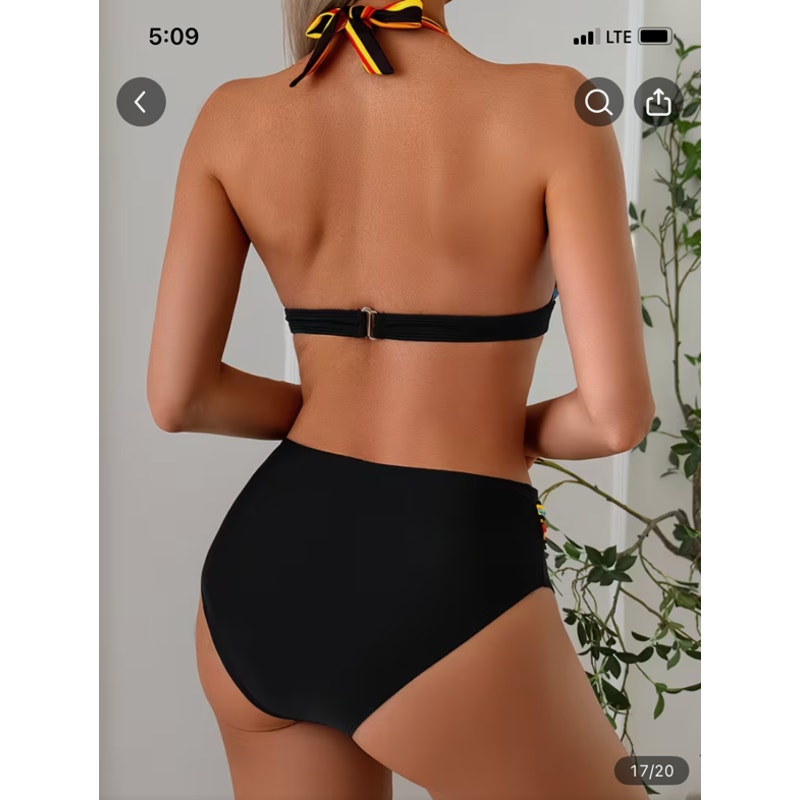 NWT ~ Red & Black Colorful Multistripe Bikini 2pc Swimsuit ~ Women's Size SMALL