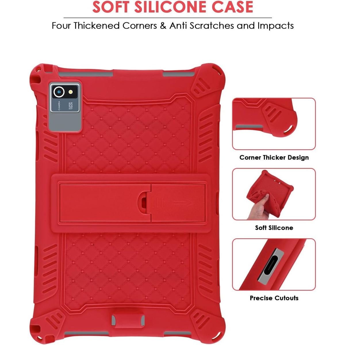 BRAND NEW ~ Red 10.1 inch Silicone Tablet Case & Stylus Pen & Shoulder Strap