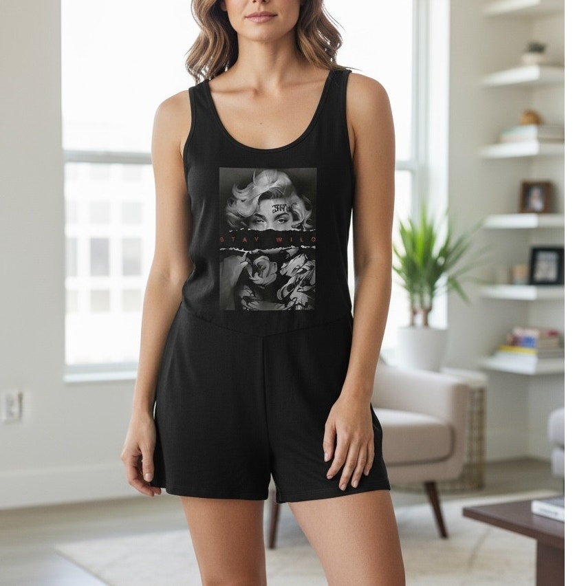 NWT ~ Women's Black Backless "STAY WILD" Shorts Jumpsuit Romper ~ Size XL