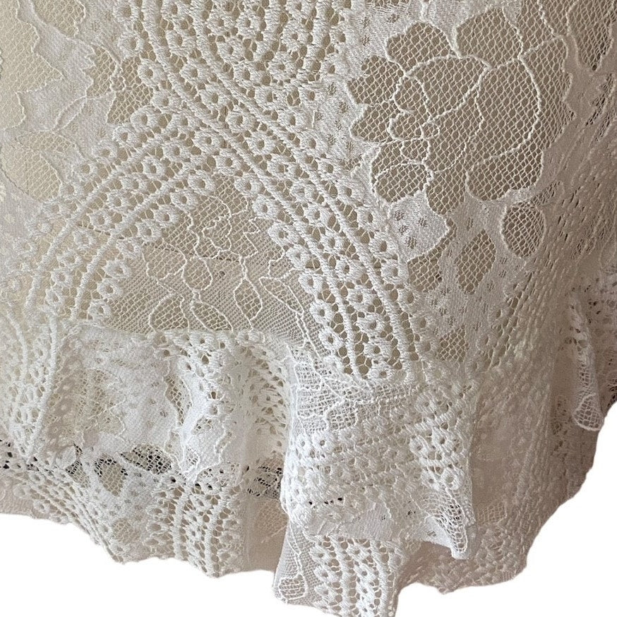 NWT ~ Ivory Lace Boho Raw Edge Crochet Concrete Garden Collection Top ~ LARGE