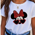 NWT ~ White Minnie Mouse w/ Red Bow & Heart Glasses T-Shirt ~ Girls 13-14 years