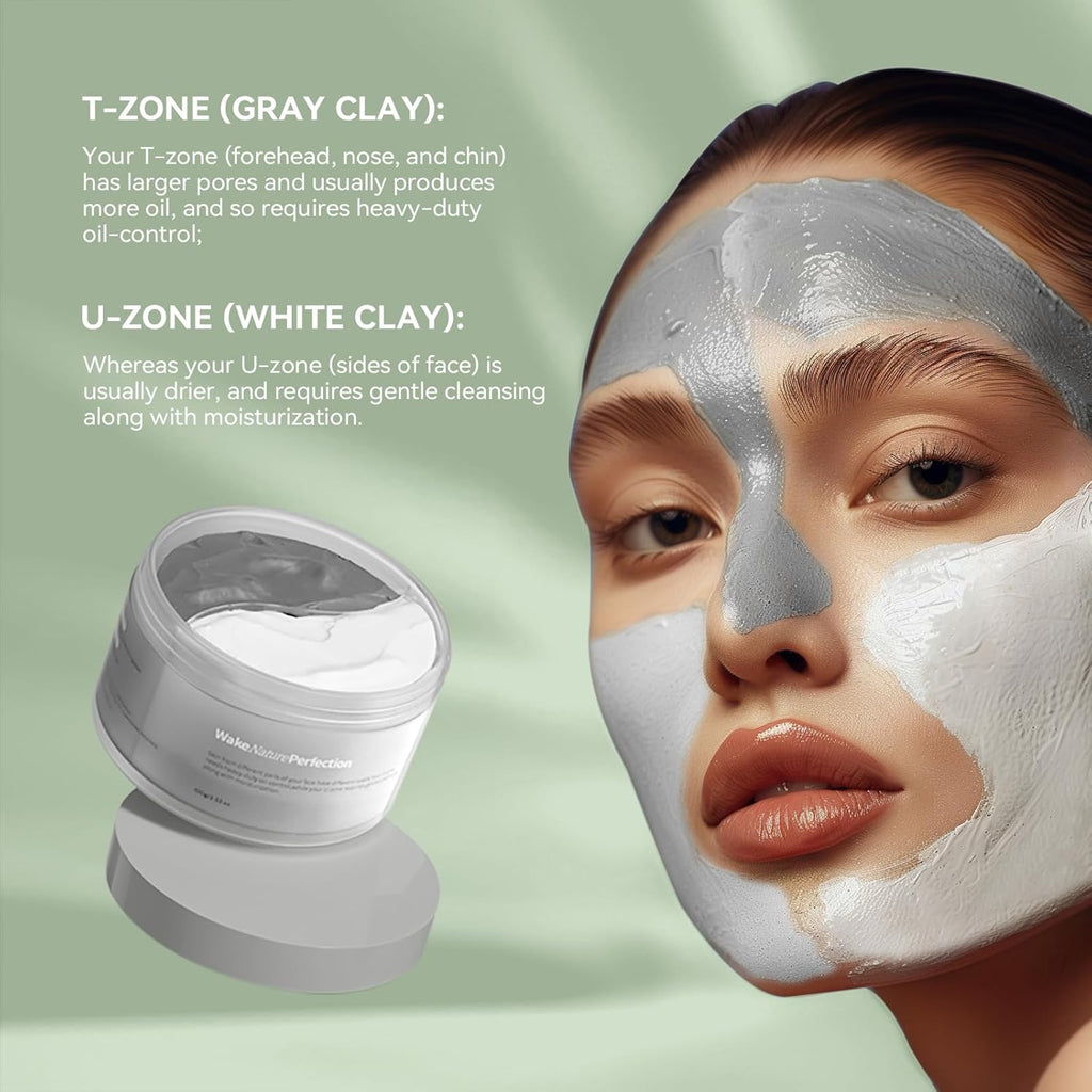 BRAND NEW ~ Duo Cleansing Clay Face Mask Deep Pore Cleanser with Hyaluronic Acid
