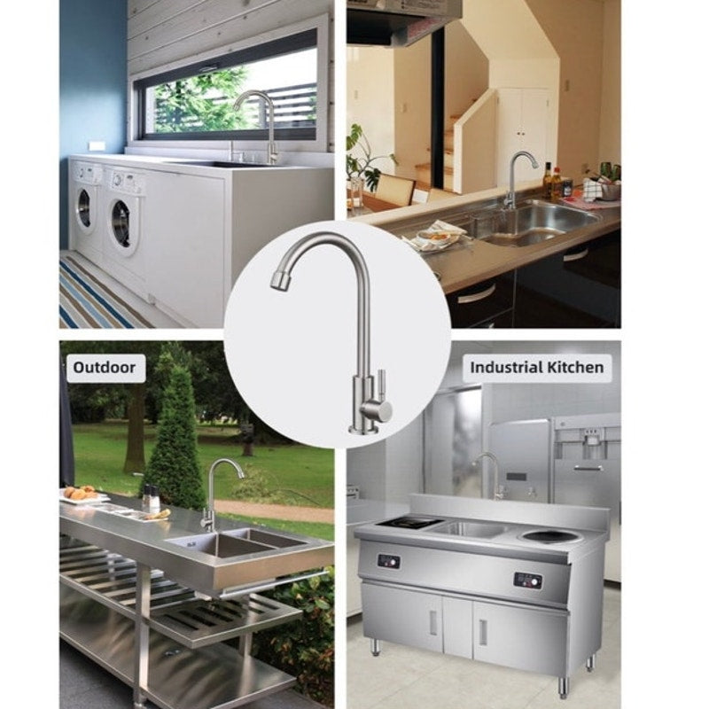 BRAND NEW ~ Cold Water Only Faucet SUS304 Stainless Steel Faucet Kitchen Sink