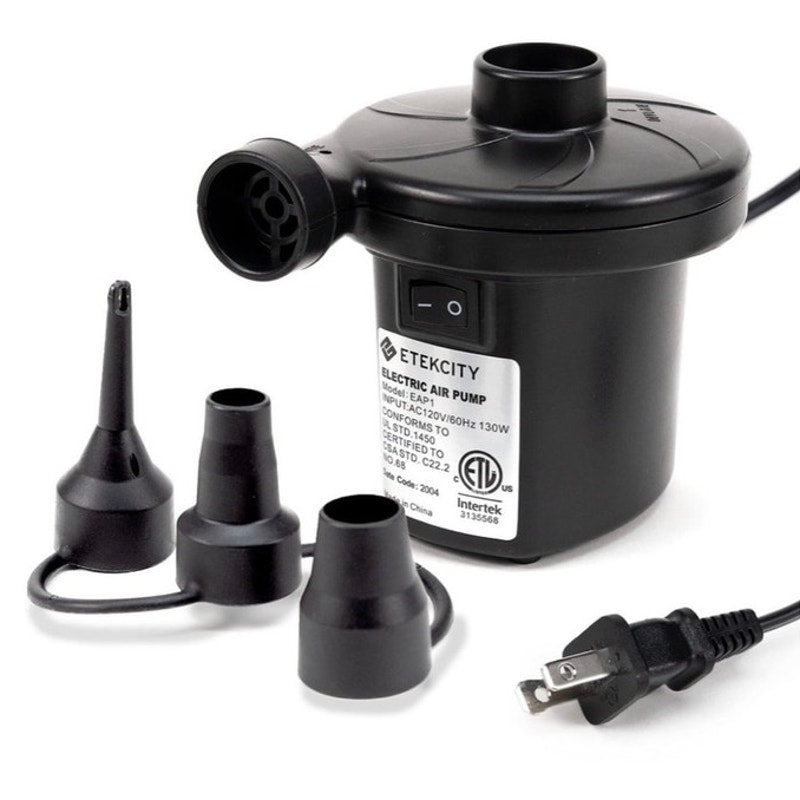 BRAND NEW ~ Quick Electric Black Portable Air Pump Inflator Deflator & 3 Nozzles