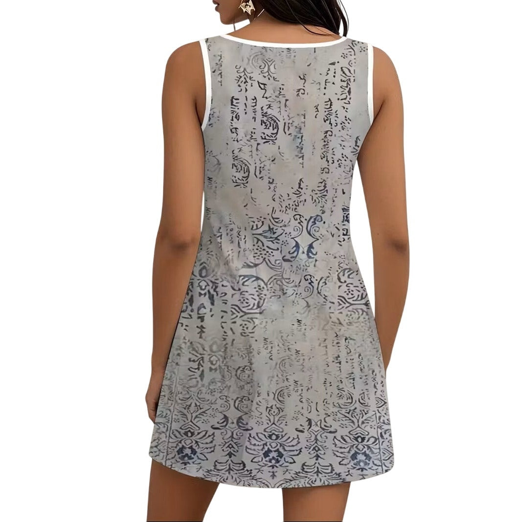 NWT ~ Short Boho Distressed Look Casual Mini Lounge Dress ~ Women's Plus Size 2X