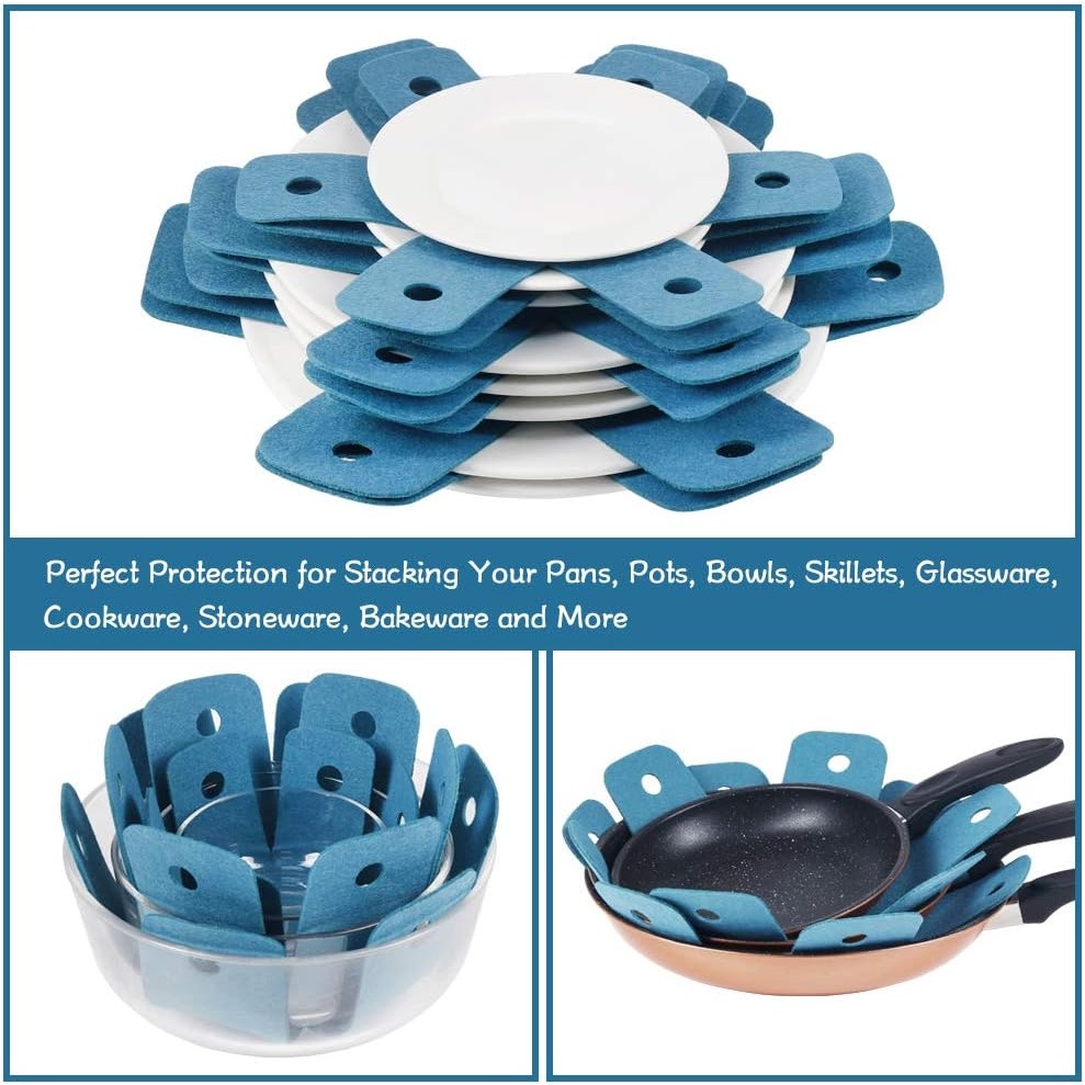 BRAND NEW ~ Set/12 Assorted Sizes Cyan Blue Pot & Pan Moving Storing Protectors