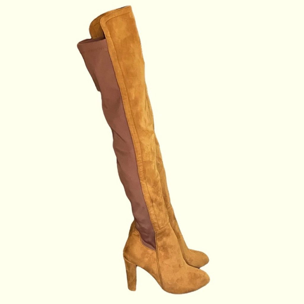 NWT ~ Rust Brown Suede Over-The-Knee Boots NWT Size 35 ( 5 ) Stretchy Back