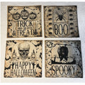 BRAND NEW ~ Set/4 Large Aged Burlap Style Halloween Pillow Covers ~ 20" x 20"