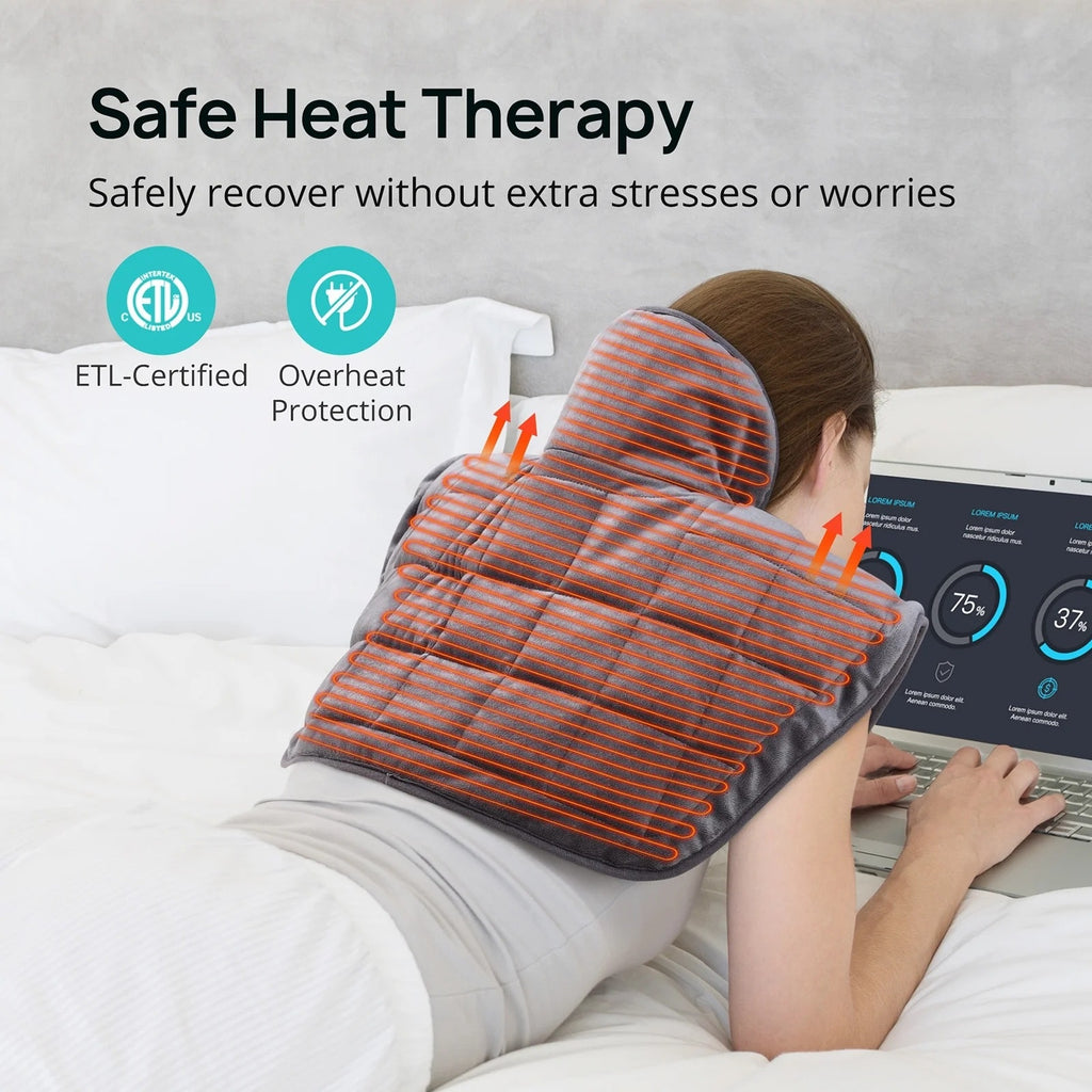 BRAND NEW ~ Weighted Electric Heating Pad Neck & Shoulders 4 Heat Levels 22 X 19