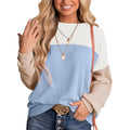 NWT ~ Blue & White Color Block Long Sleeve Pullover Crewneck Top ~ Women's XL