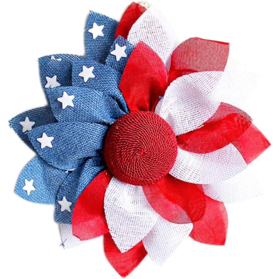 BRAND NEW ~ Patriotic American Flag Design Door & Wall Wreath Flower ~ 15.7"