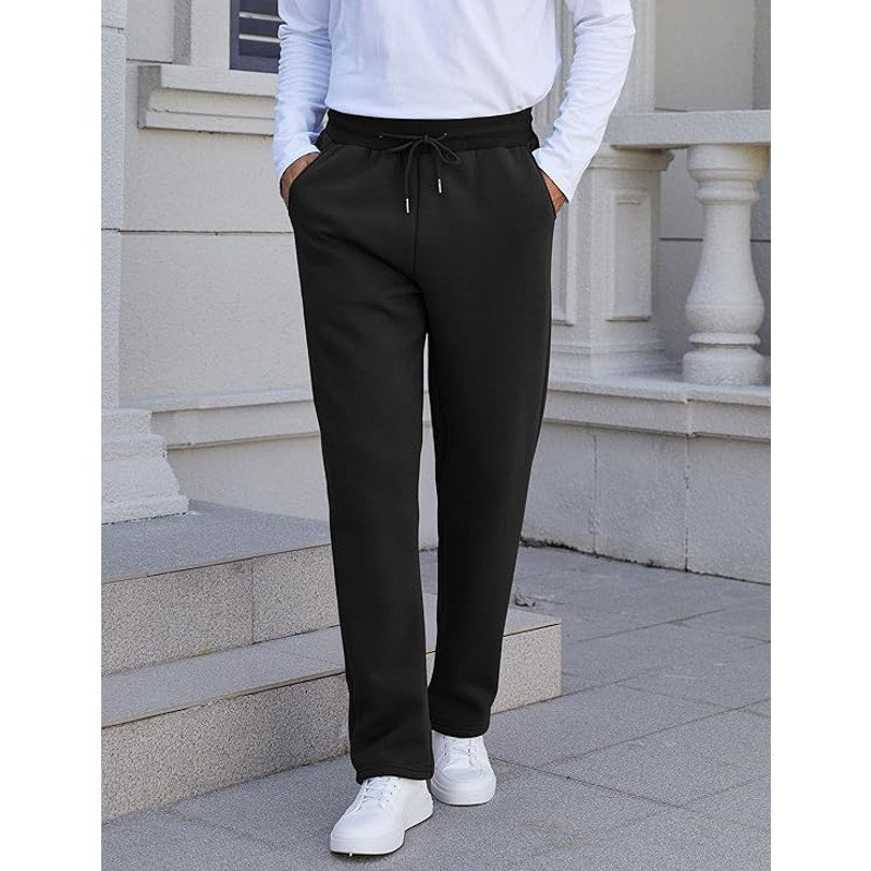 NWT ~ Men's Black Thick Sherpa Fur Lined Sweatpants Joggers Casual Pants ~ 2X