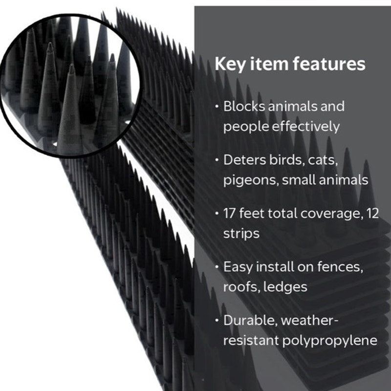 BRAND NEW ~ 12 Pack Defender Indoor Outdoor Black Plastic Security Fence Spikes