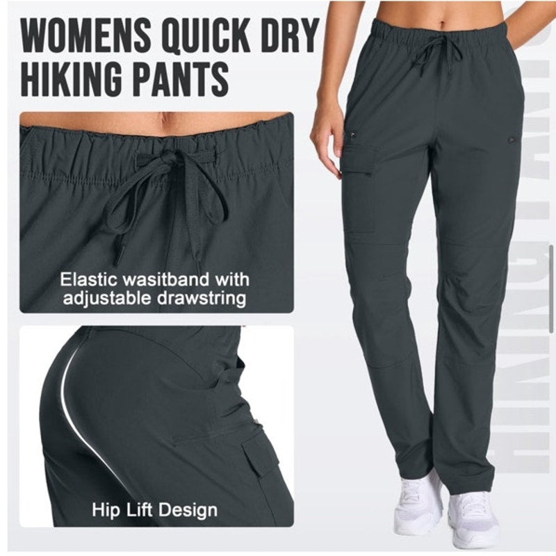NWT ~ Women's Dark Gray UPF 50+ Quick Dry Breathable Hiking Cargo Pants ~ MEDIUM