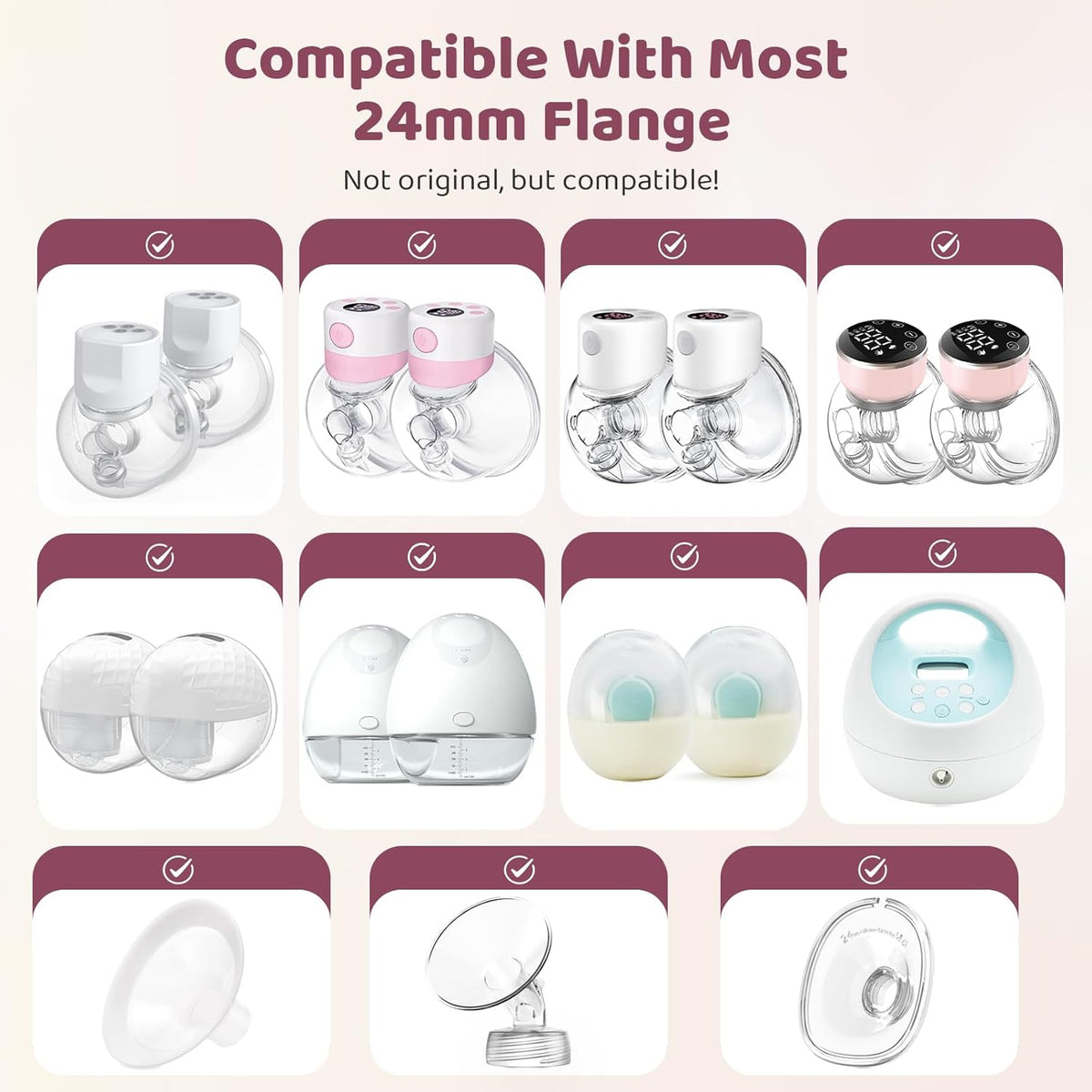 BRAND NEW ~ Silicone Breast Pump Flange Sizing Kit 10pc Flange Inserts