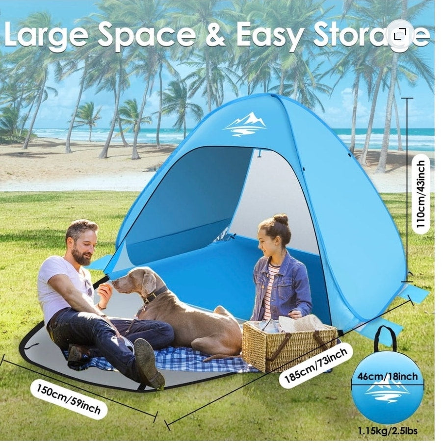 BRAND NEW ~ Sky Blue 1-2 Person Portable UV50+ Sun Shelter Pop-Up Beach Tent