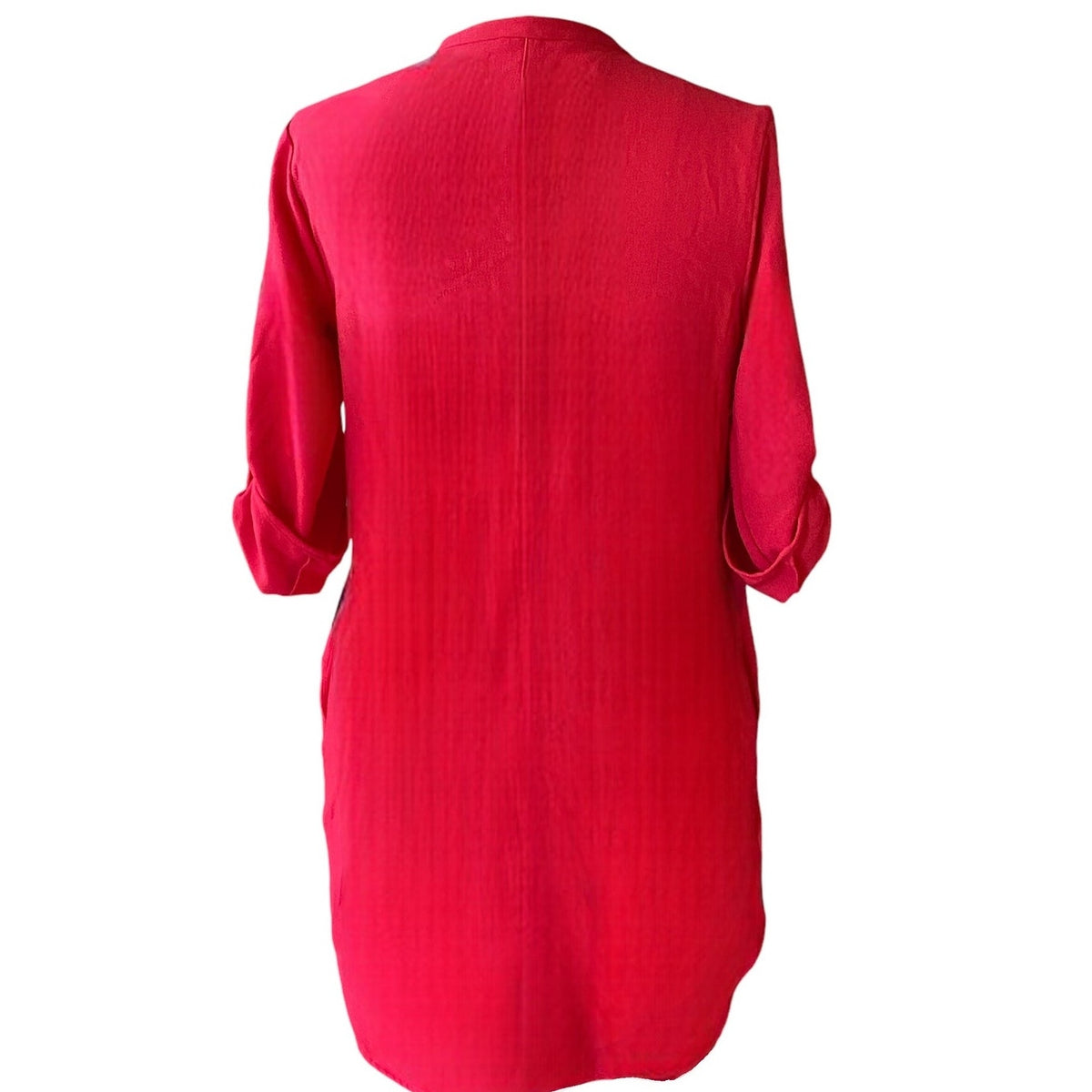 NWT ~ LUSH Red Long Sleeves & Tabs Side Pockets Popover Shift Dress ~ MEDIUM