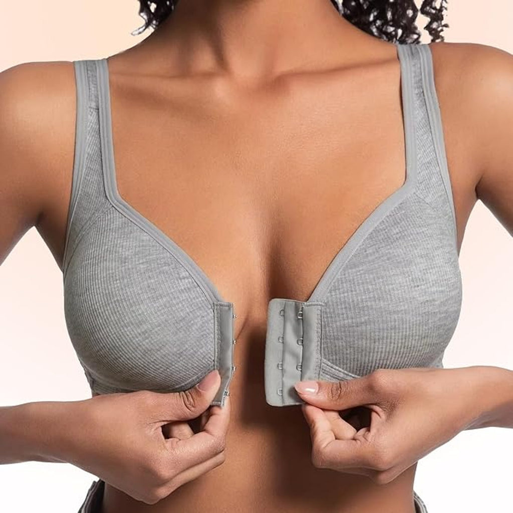 NWT ~ 2 Pack Women's Front Closure Wireless Full Coverage Bras & Nipple Pads ~ L