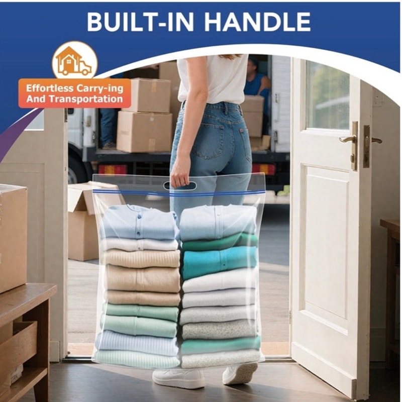 BRAND NEW ~ Set/5 Resealable 15 Gallon Jumbo Durable Storage Bags with Handles