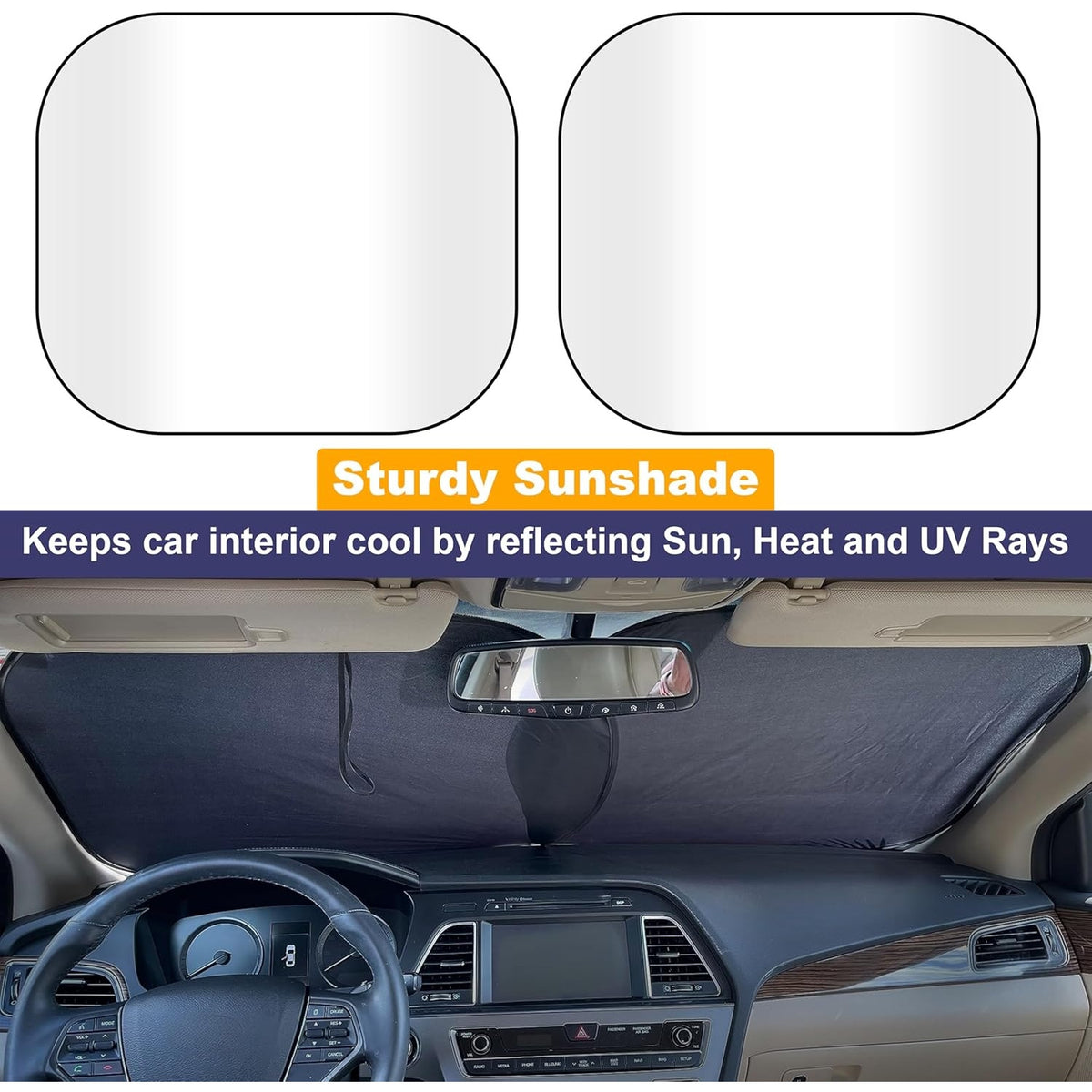 BRAND NEW ~ EcoNour Car Windshield Foldable Universal Sun Shade ~ 2@ 31x28 each