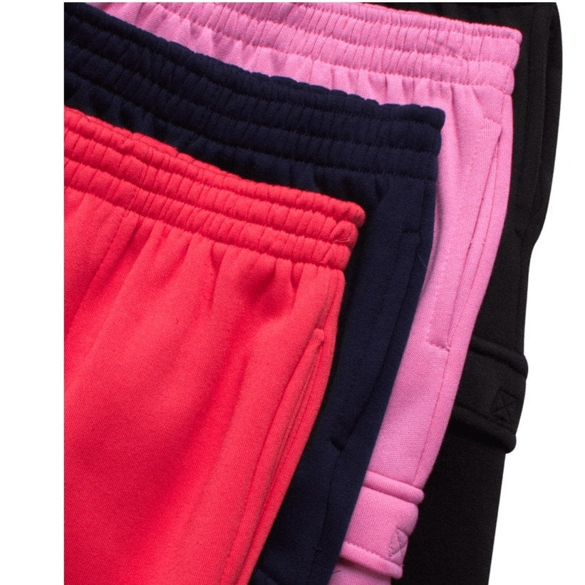 NWT ~ 4 Pairs Asst Colors Girls Sweatpants Soft Basic Fleece Cargo Joggers ~ 7/8