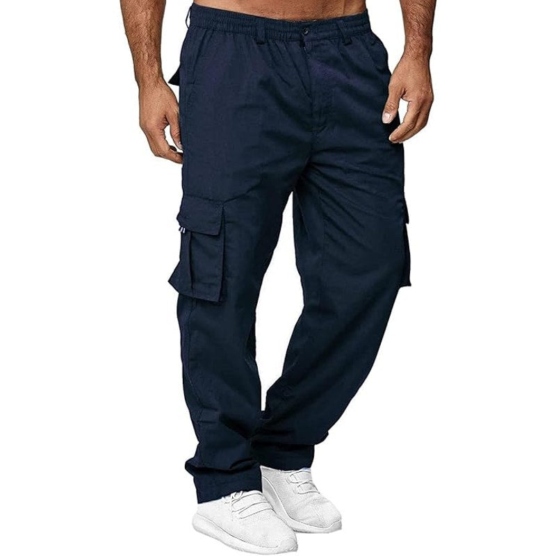 NWT ~ Men's Navy Blue Casual Cotton Relaxed Fit Cargo Pants ~ Size LARGE