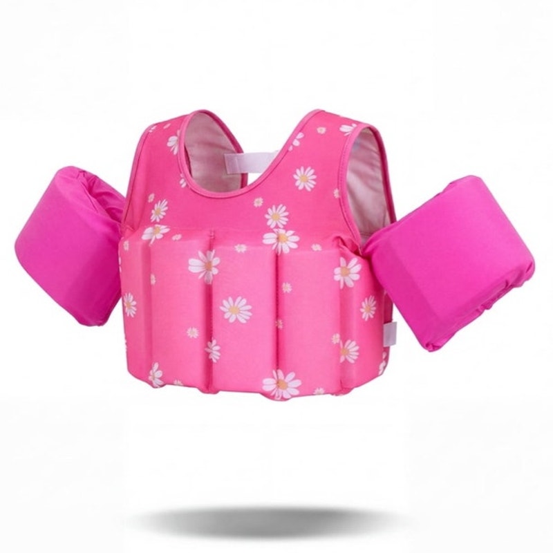 NWT ~ Pink Rose Flowers Kids Swim Vest Float Jacket Adjustable Life Jacket ~ 2-6
