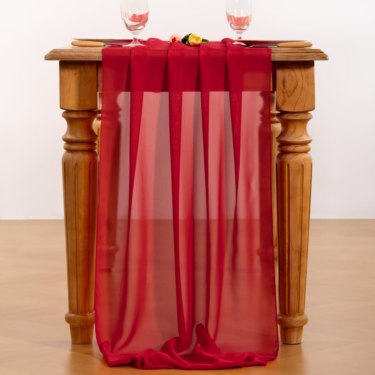 BRAND NEW ~ Long 14ft Red Chiffon Sheer Table Runner ~ 29" x 170" Party Wedding