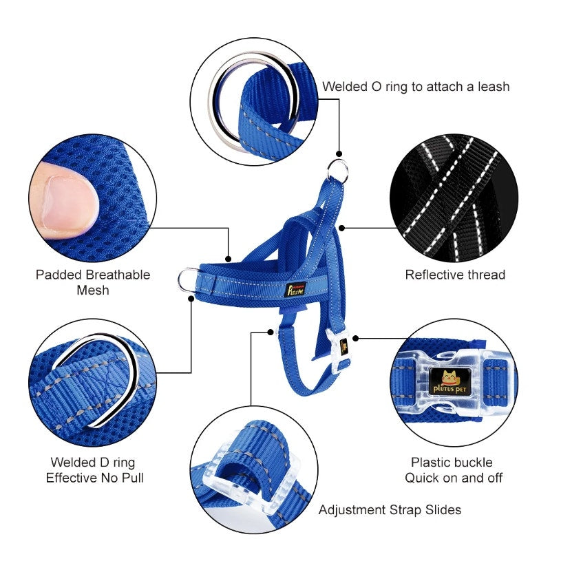 BRAND NEW ~ Large Size Blue Breathable Mesh Padded Adjustable Dog Pet Harness