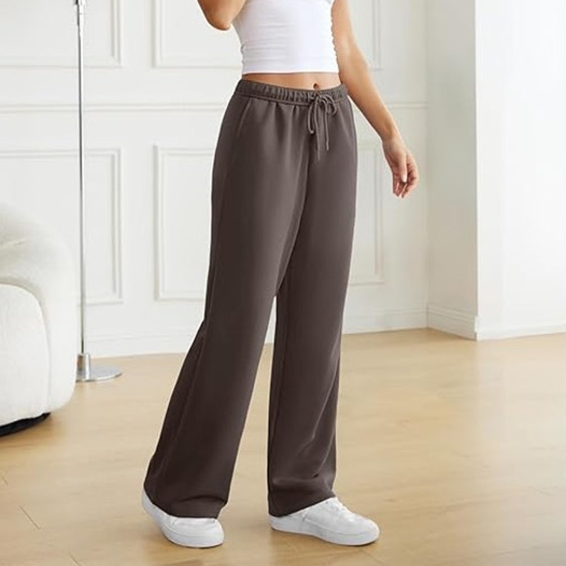 NWT ~ Women's Brown Front & Back Pocket Open Leg Activewear Sweatpants ~ XL