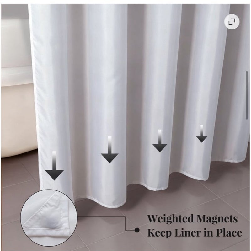 BRAND NEW ~ White Fabric Water-Repellent Stall Shower Curtain ~ 36" x 72"