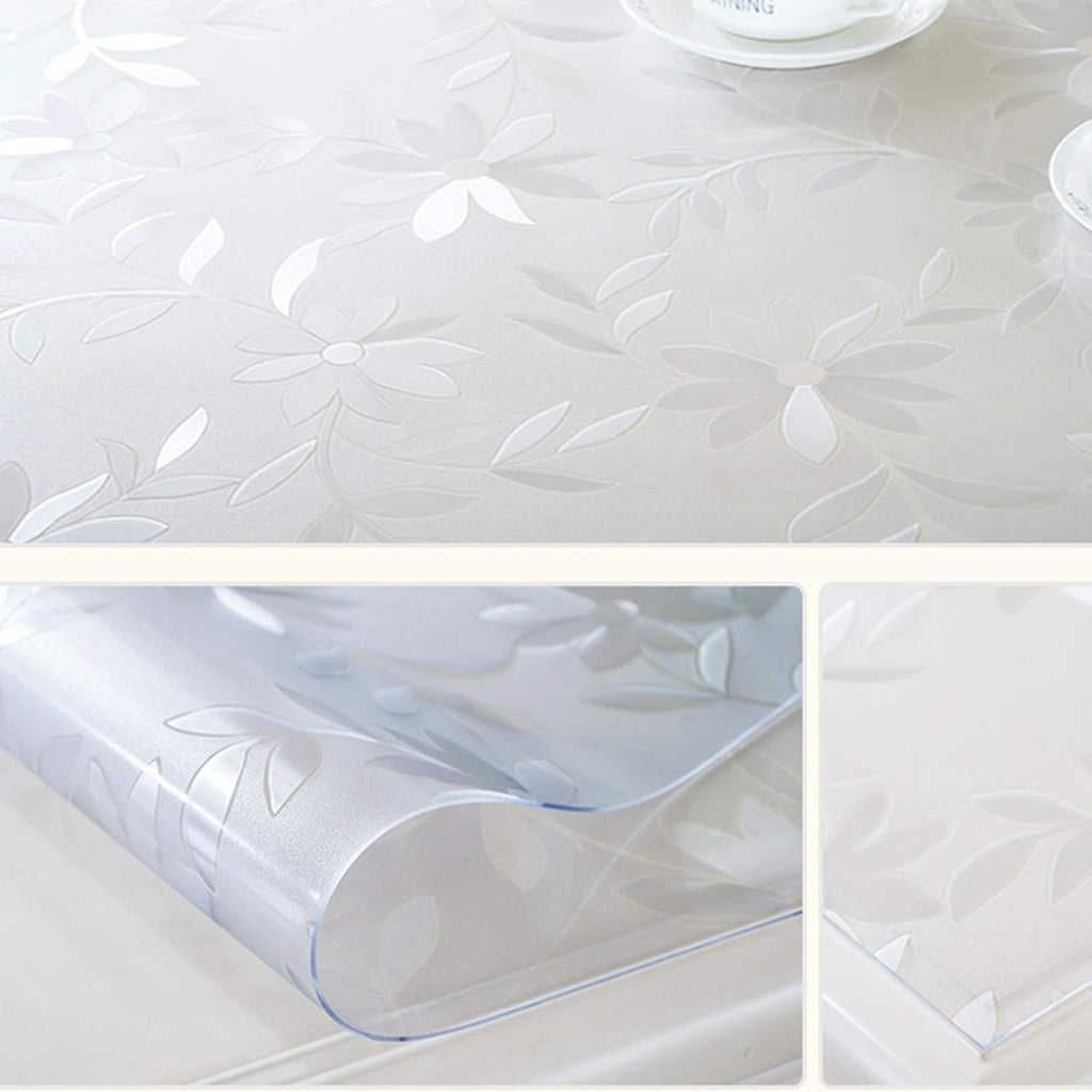 NWT ~ Transparent Waterproof Tablecloth Thick Clear Flowers Heat Resistant Vinyl